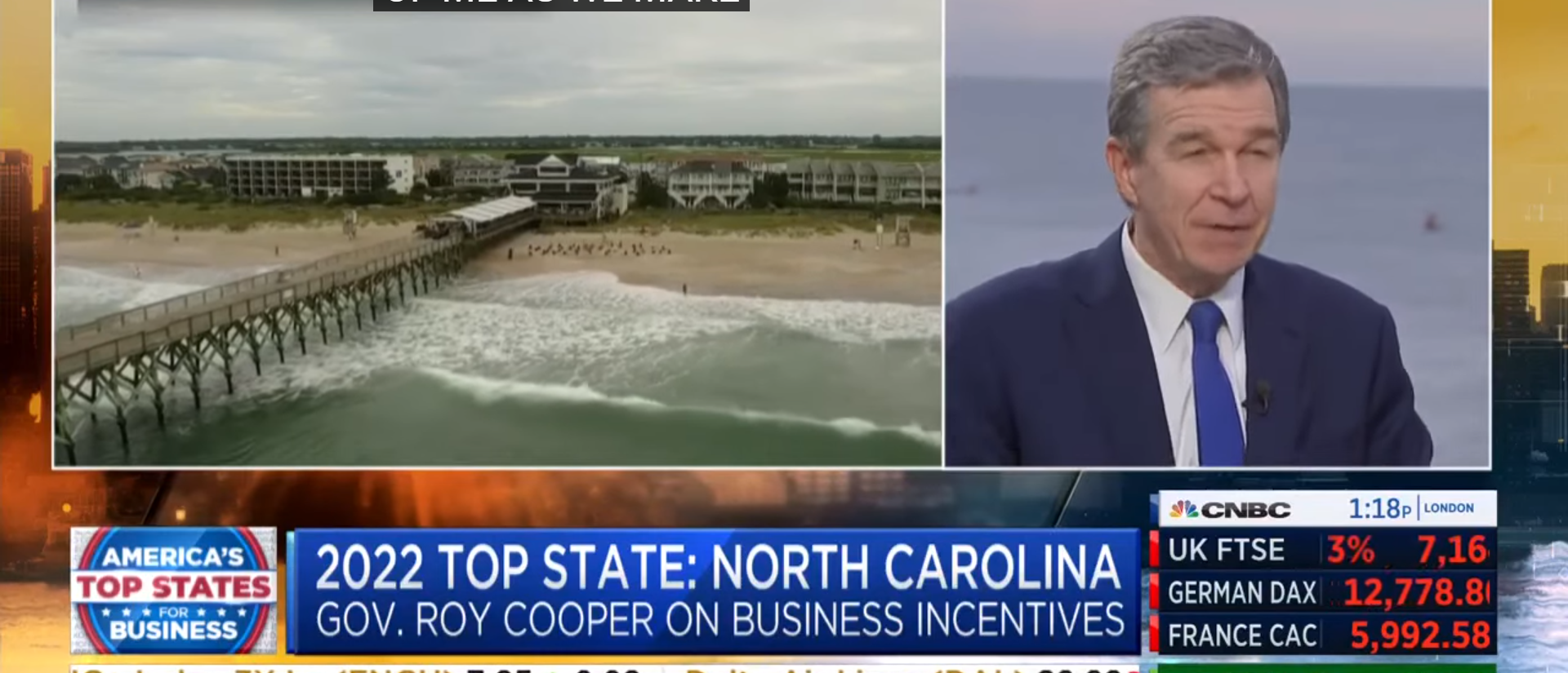 Oceanic Wrightsville Beach Hosts CNBC announcing NC Best for Business