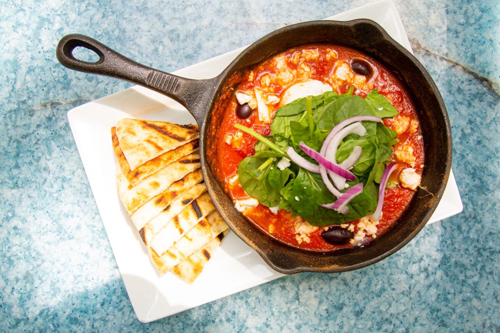 LM Restaurants' Taverna Agora, Downtown Raleigh NC, Brunch Dish Shakshuka.