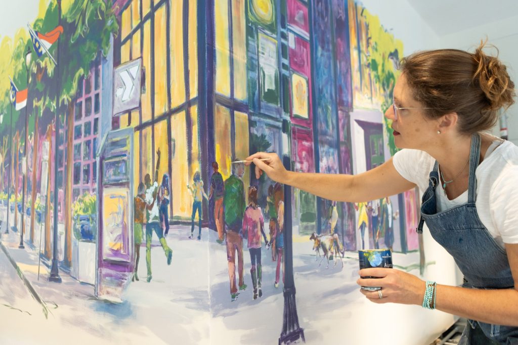 Birdie's Downtown Raleigh NC, Interior Mural Painting by @greenwayartist