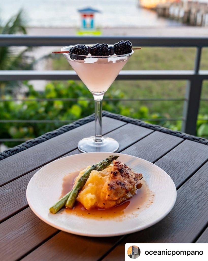 Oceanic Pompano Beach, FL, food and cocktail