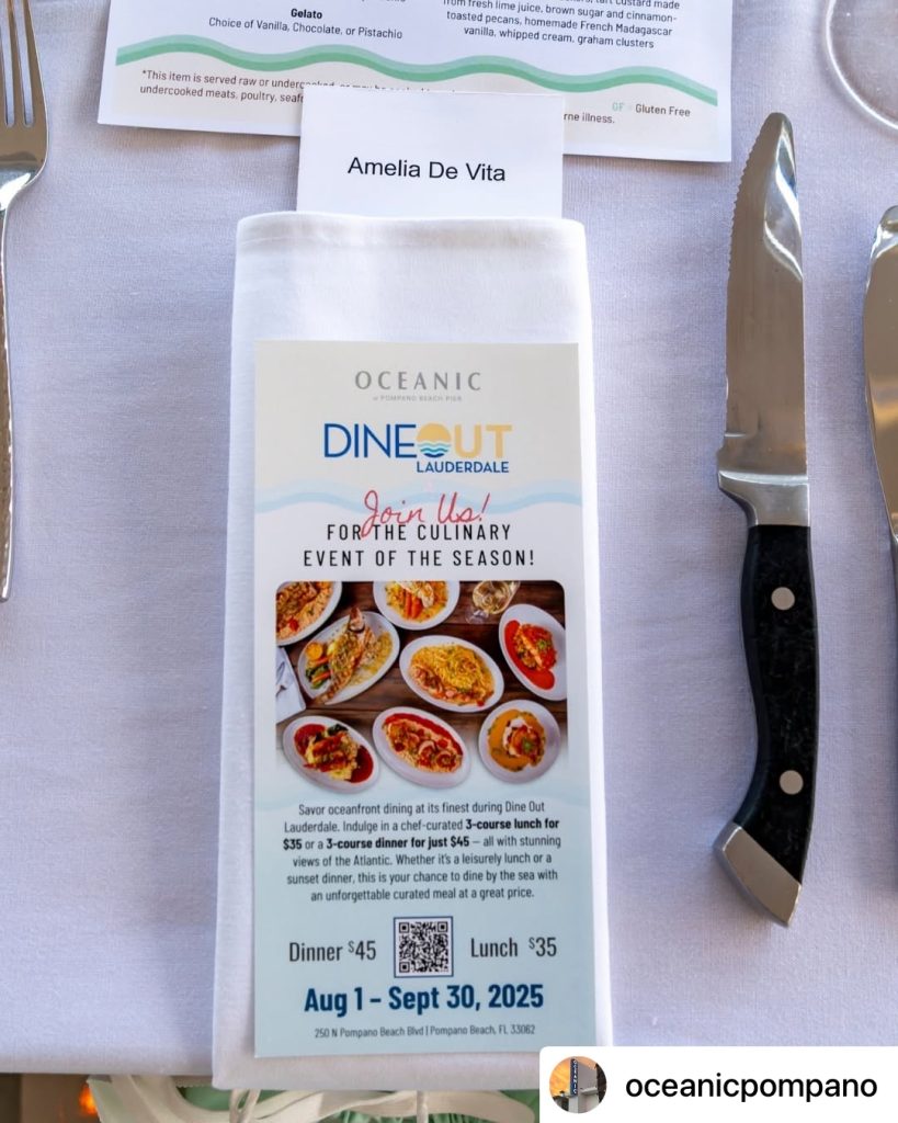 Oceanic Pompano Beach, FL, Dine Out Lauderdale Menu