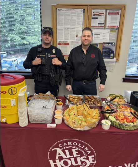 North Raleigh PD. NC Carolina Ale House teams visit first responders and medical staff for Labor Day 2025 to bring food to share and love.